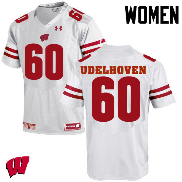 Wisconsin Badgers Women's #60 Connor Udelhoven NCAA Under Armour Authentic White College Stitched Football Jersey RJ40C24GQ